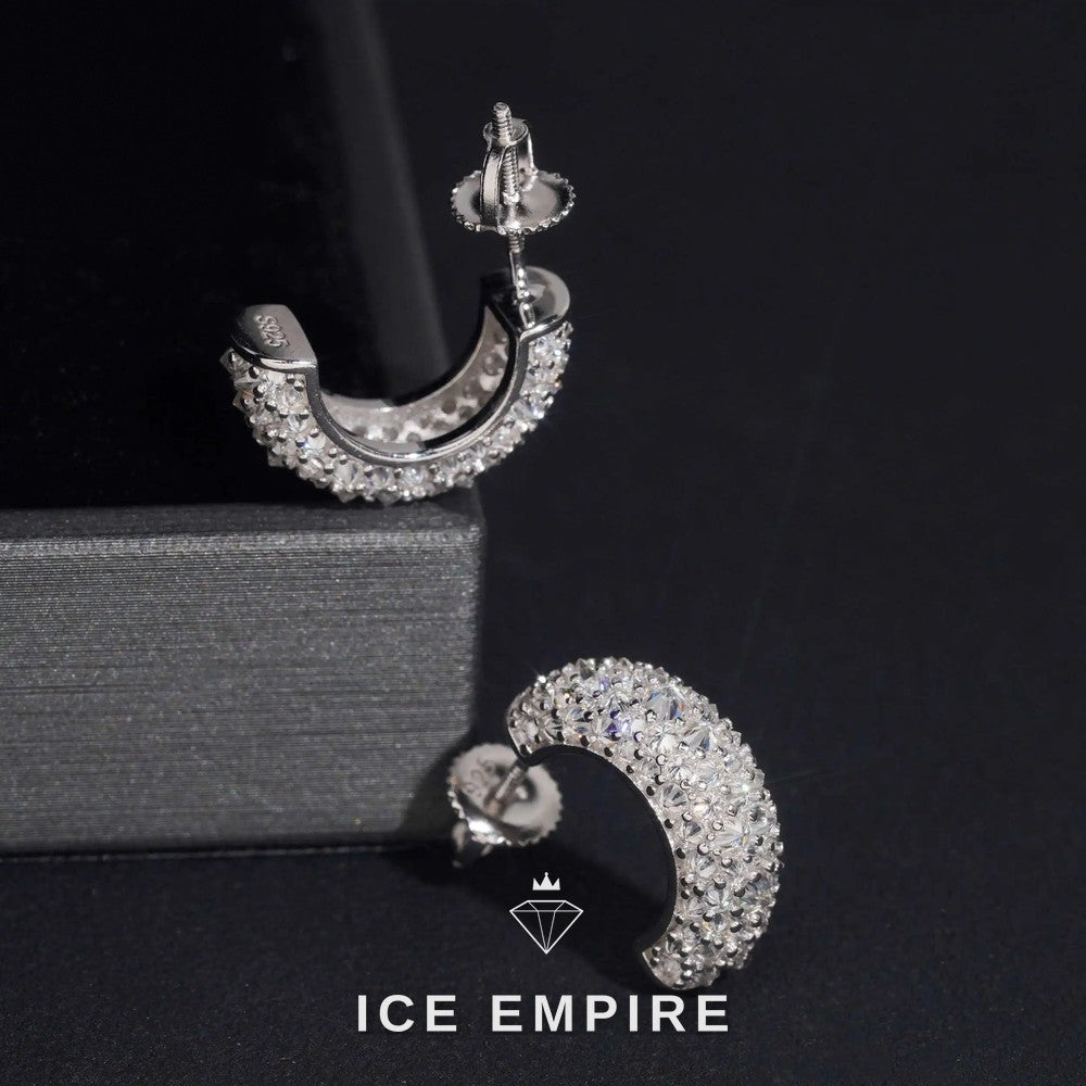 Iced Out Rose Gold Plated Moissanite Hoop Earrings