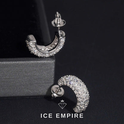 Iced Out Rose Gold Plated Moissanite Hoop Earrings
