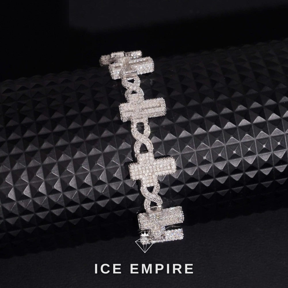 Iced Out Cross 18K Gold Moissanite Cuban Chain