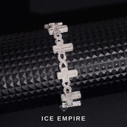 Iced Out Cross 18K Gold Moissanite Cuban Chain