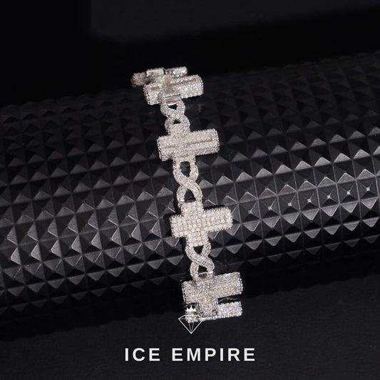 Iced Out Cross 18K Gold Moissanite Cuban Chain