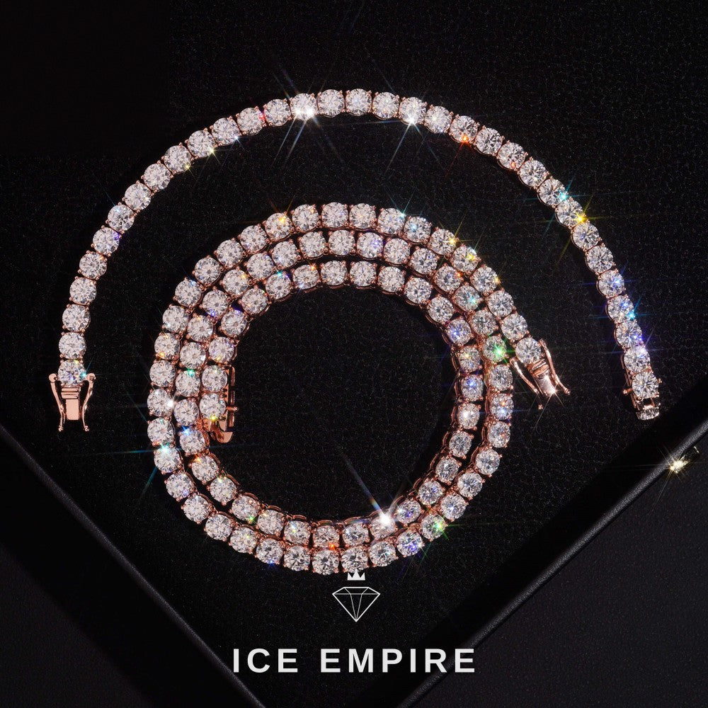 Iced Out Rose Gold Plated Lab Grown Diamond Tennis Chain