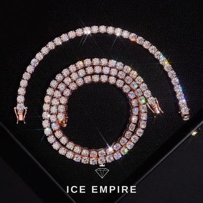 Iced Out Rose Gold Plated Lab Grown Diamond Tennis Chain