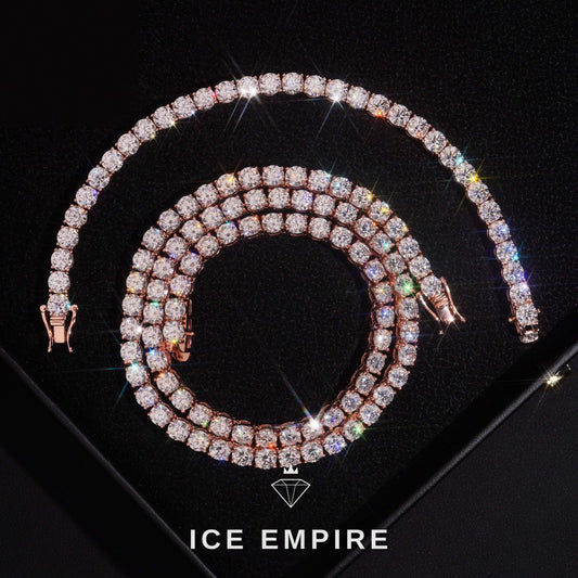 Iced Out Rose Gold Plated Lab Grown Diamond Tennis Chain