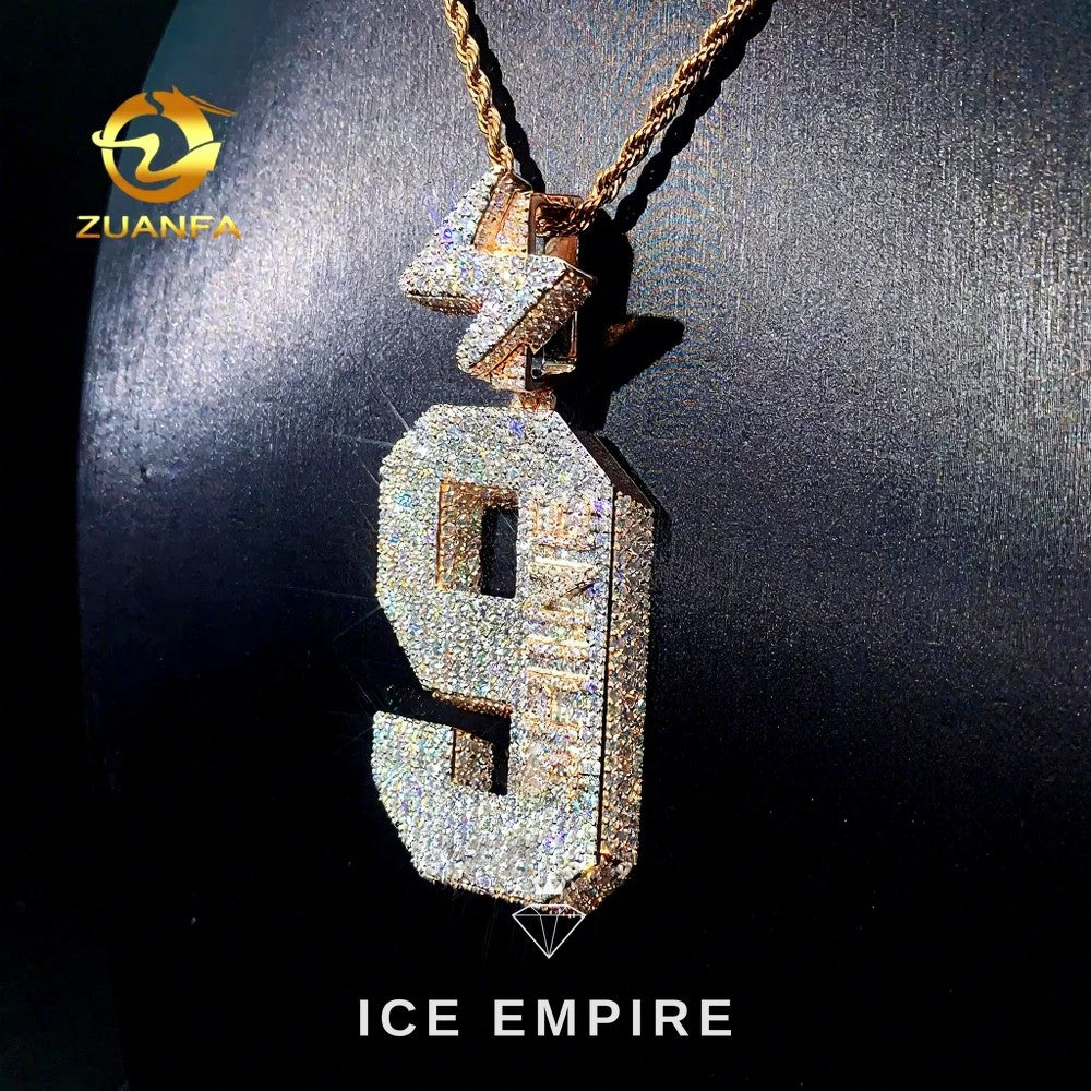 Iced Out Baguette 925 Silver Pendant
