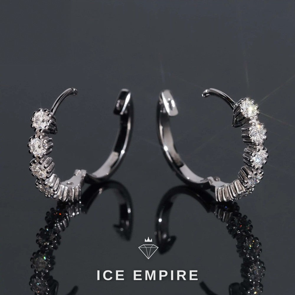 Iced Out Rose Gold Plated Moissanite Hoop Earrings