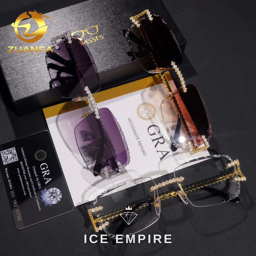 Iced Out 925 Silver Moissanite Glasses