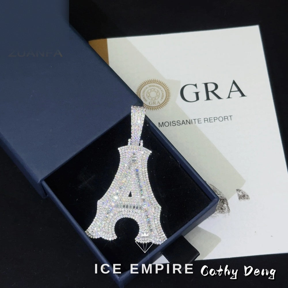 Iced Out Baguette Rose Gold Plated Moissanite Pendant