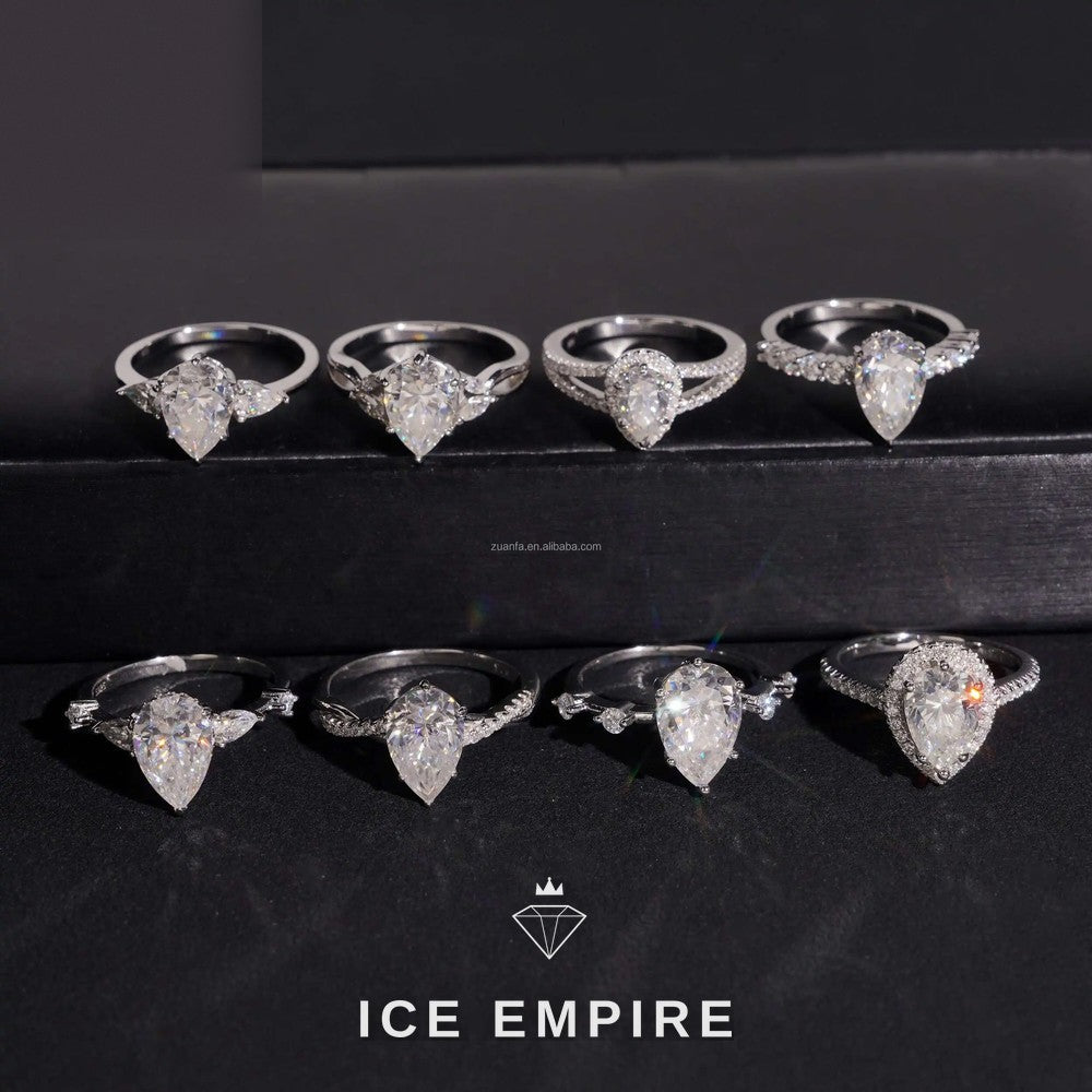 Iced Out 925 Silver Moissanite Engagement Ring