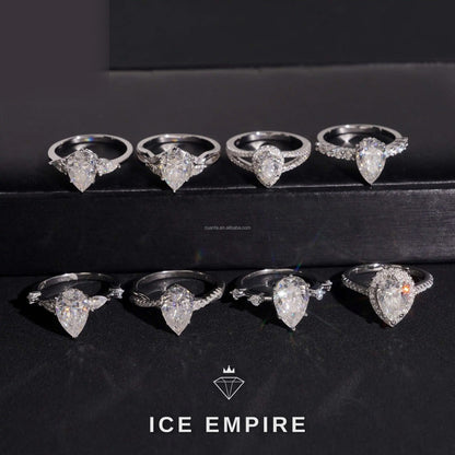 Iced Out 925 Silver Moissanite Engagement Ring