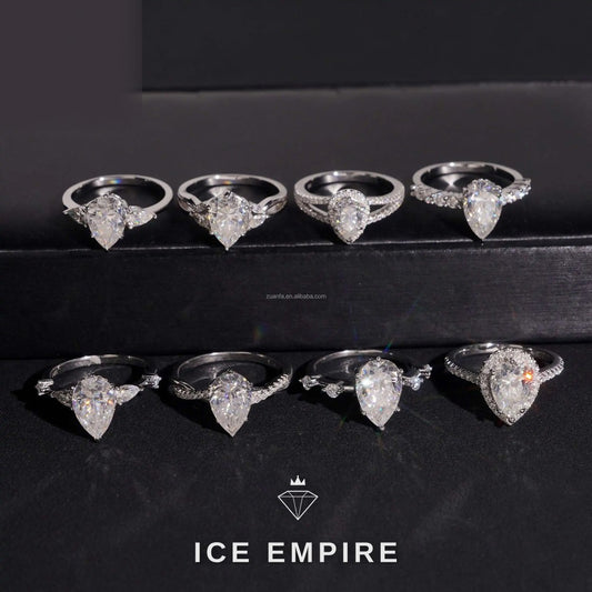 Iced Out 925 Silver Moissanite Engagement Ring