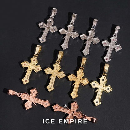 Iced Out Cross Rose Gold Plated Moissanite Pendant