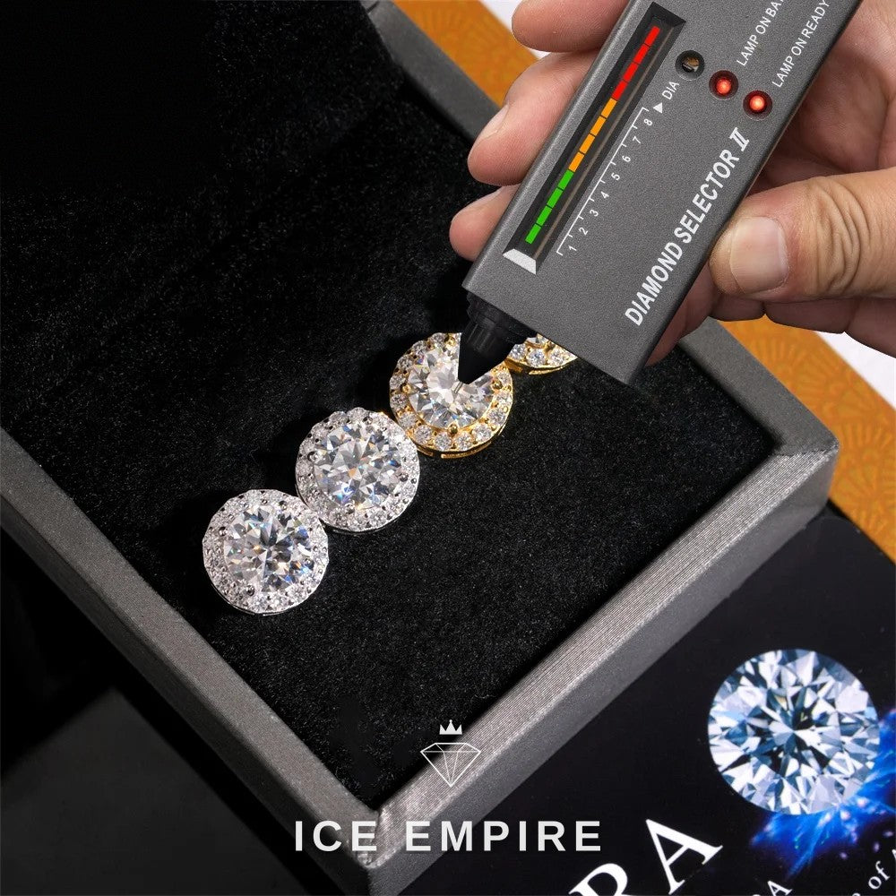 Iced Out 925 Silver Moissanite Stud Earrings