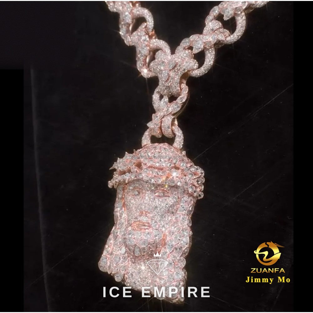 Iced Out Rose Gold Moissanite Pendant