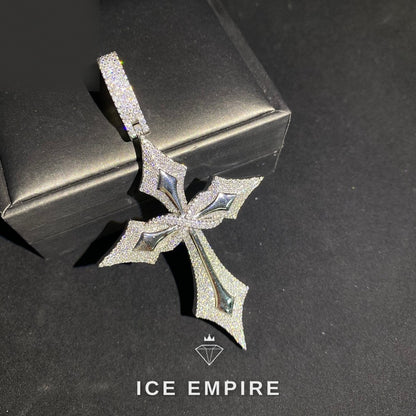 Iced Out Cross 925 Silver Moissanite Pendant