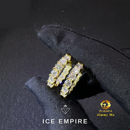Iced Out Gold Plated Moissanite Hoop Earrings