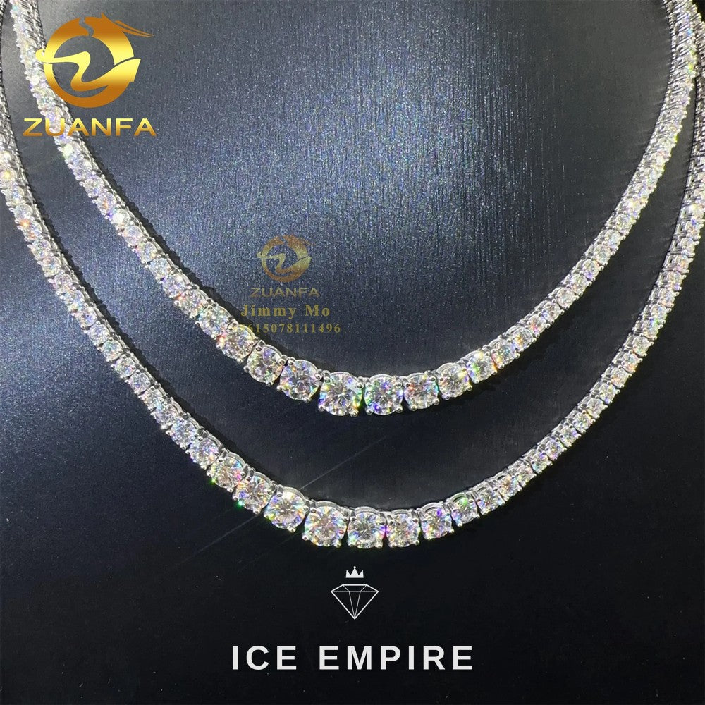 Iced Out Cluster 925 Silver Moissanite Cuban Chain