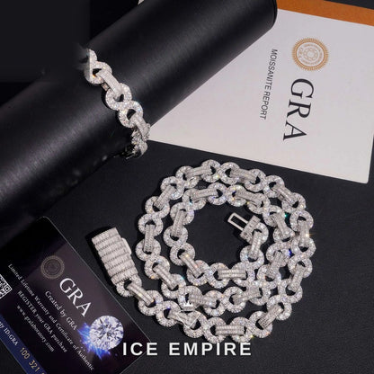 Iced Out Baguette Rose Gold Moissanite Cuban Chain