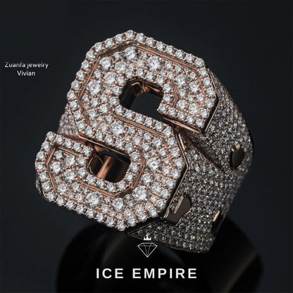 Iced Out Rose Gold Plated Moissanite Ring