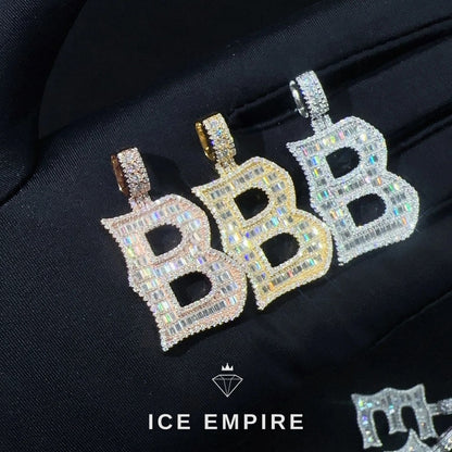 Iced Out Baguette Rose Gold Plated Moissanite Pendant