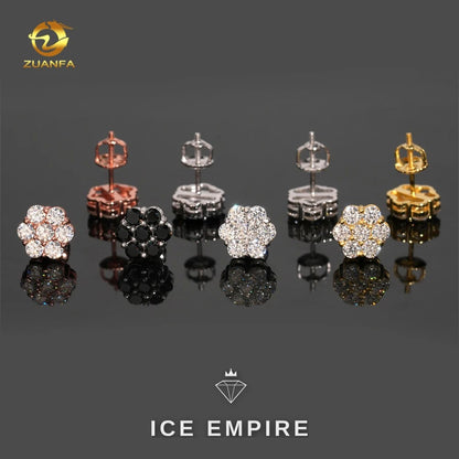 Iced Out Cluster Rose Gold Plated Moissanite Stud Earrings