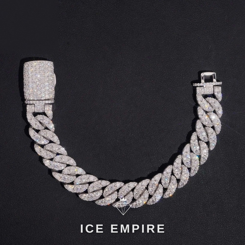 Iced Out 925 Silver Moissanite Cuban Chain
