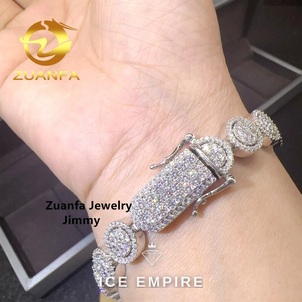Iced Out Cluster Rose Gold Moissanite Tennis Chain