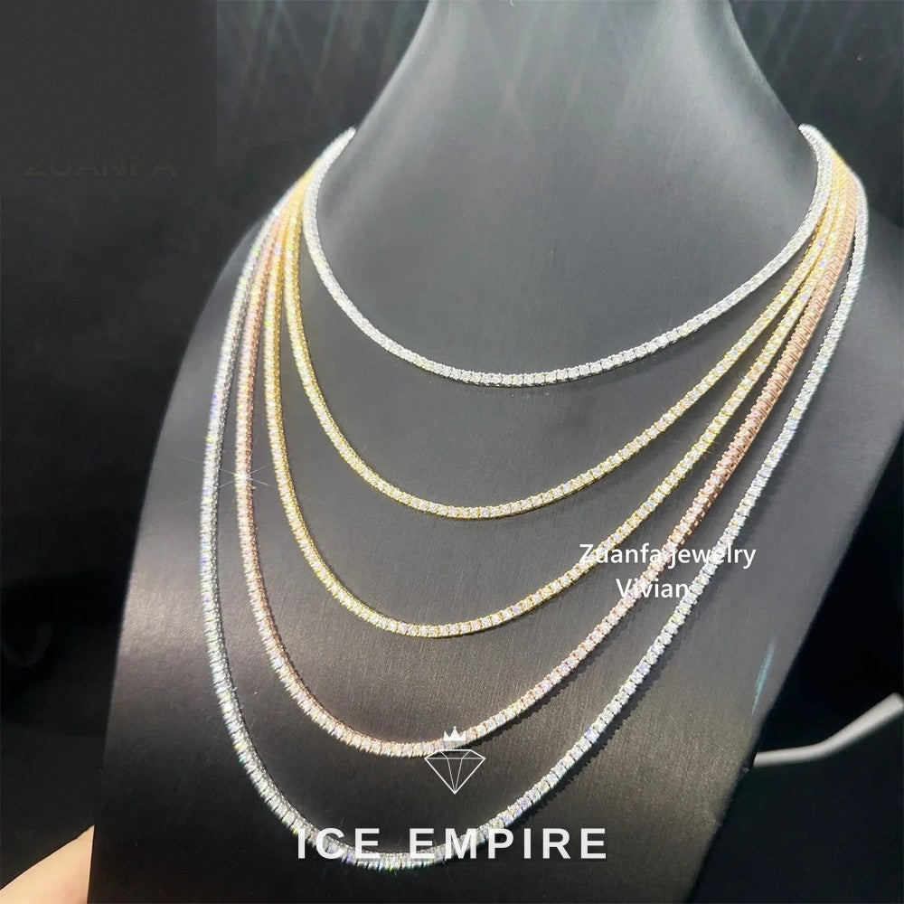 Iced Out Rose Gold Plated Moissanite Tennis Chain