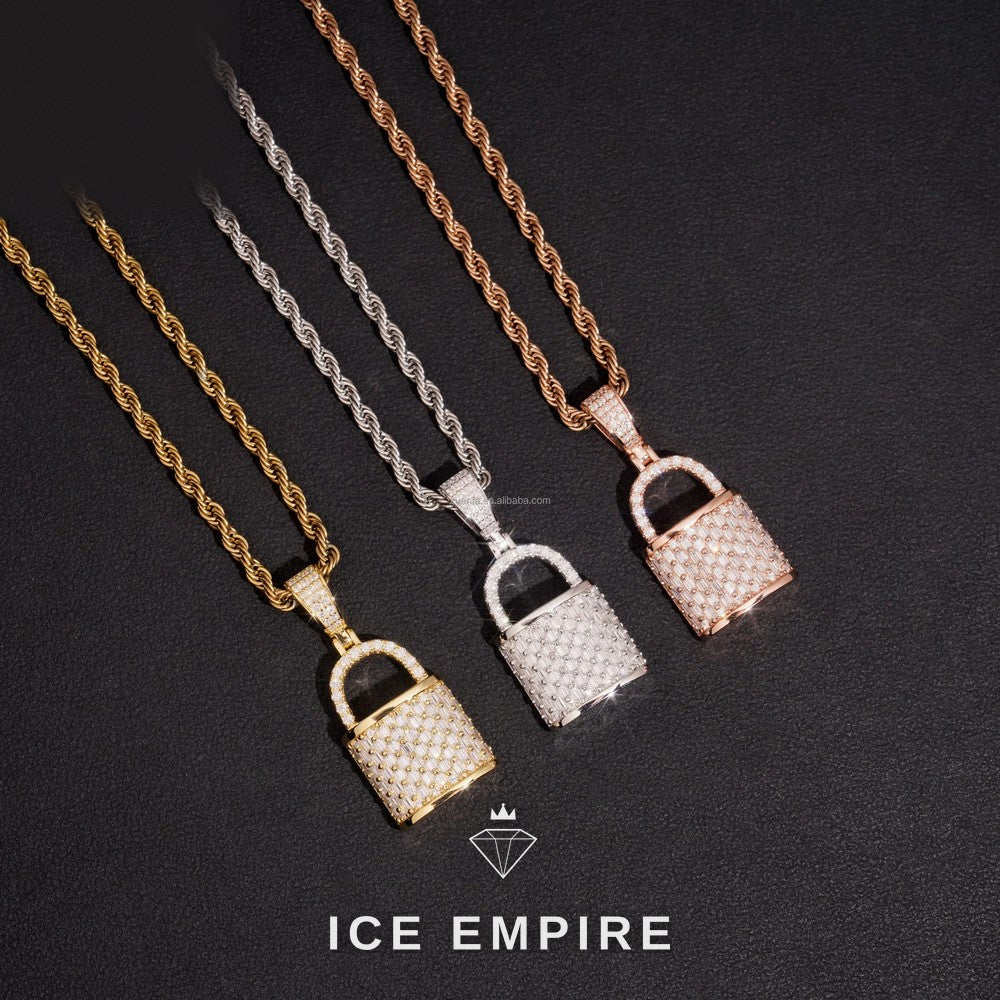 Iced Out Baguette 925 Silver Moissanite Pendant