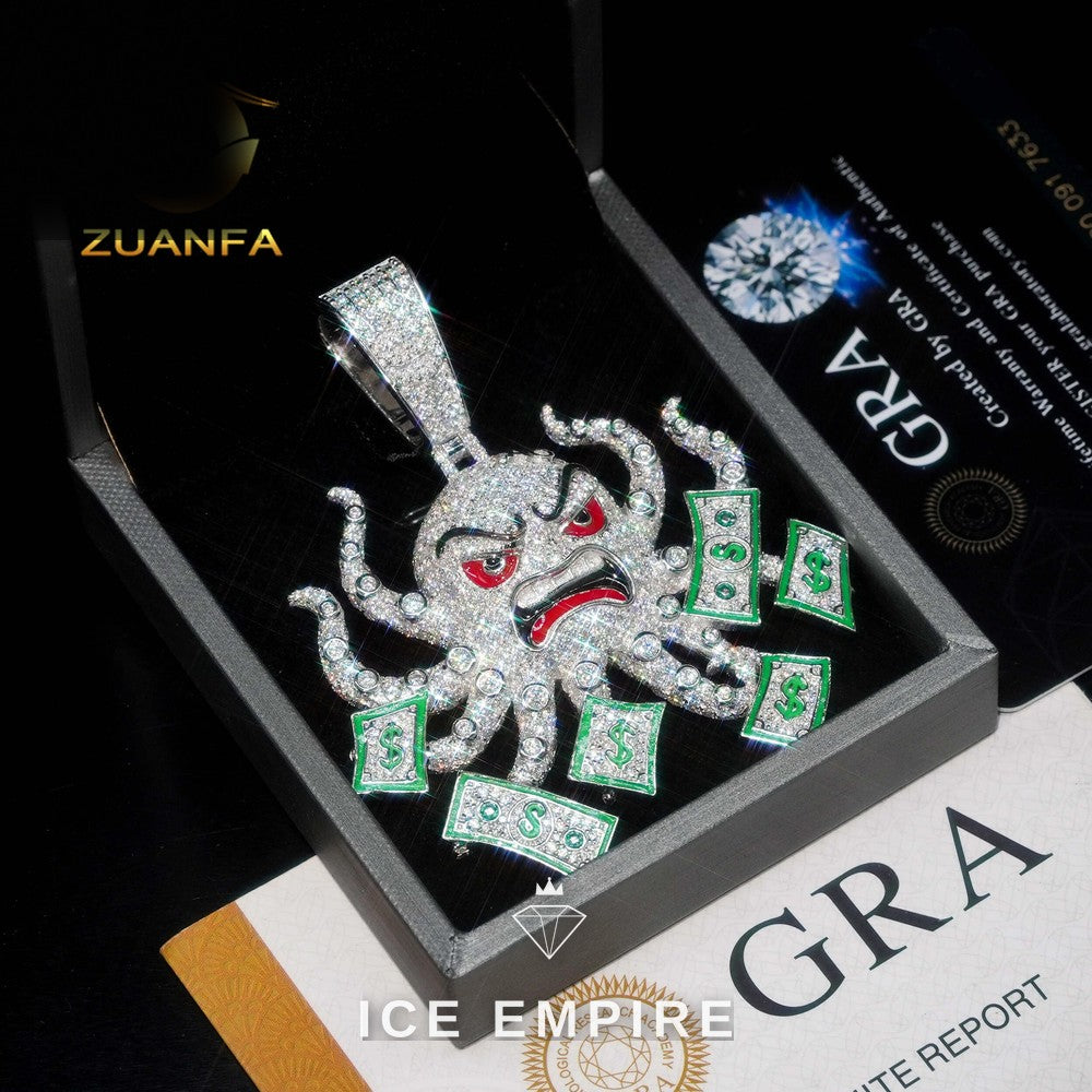 Iced Out Baguette 925 Silver Moissanite Pendant