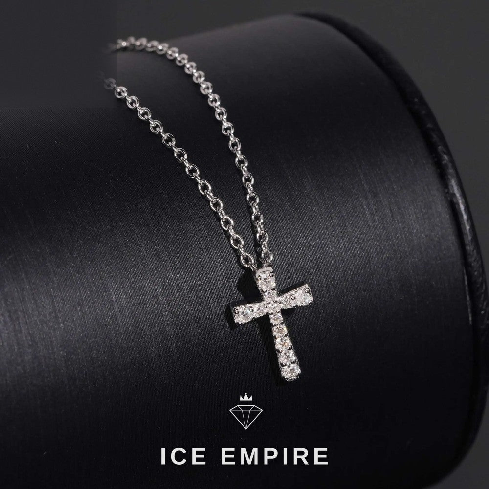 Iced Out Cross 925 Silver Lab Grown Diamond Pendant