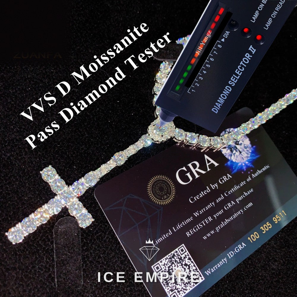 Iced Out Cross Rose Gold Plated Moissanite Cuban Chain