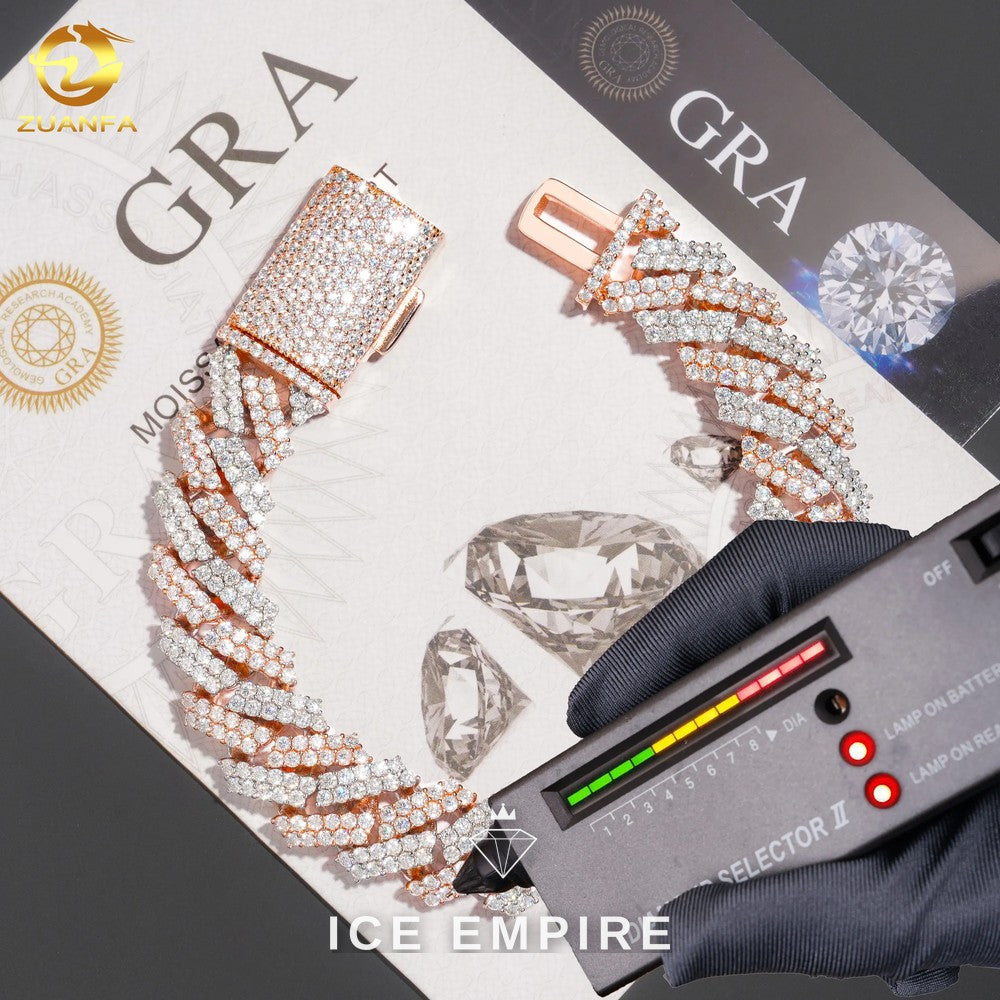 Iced Out Rose Gold Plated Moissanite Cuban Chain