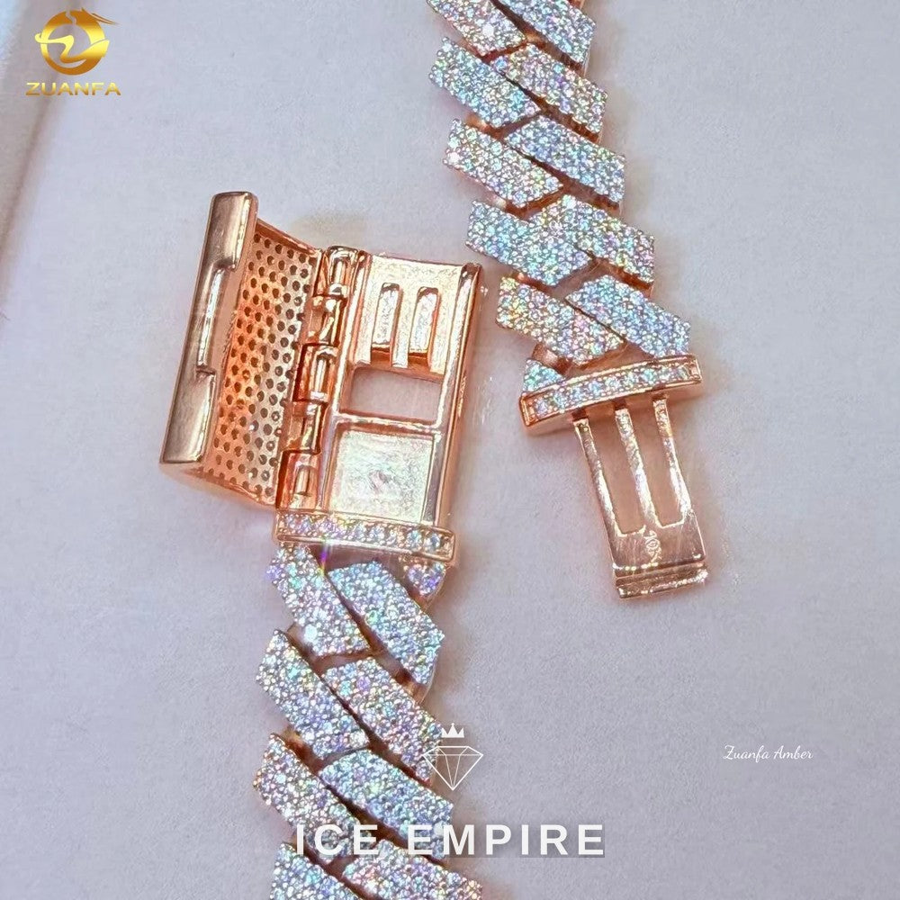 Iced Out Rose Gold Plated Moissanite Cuban Chain