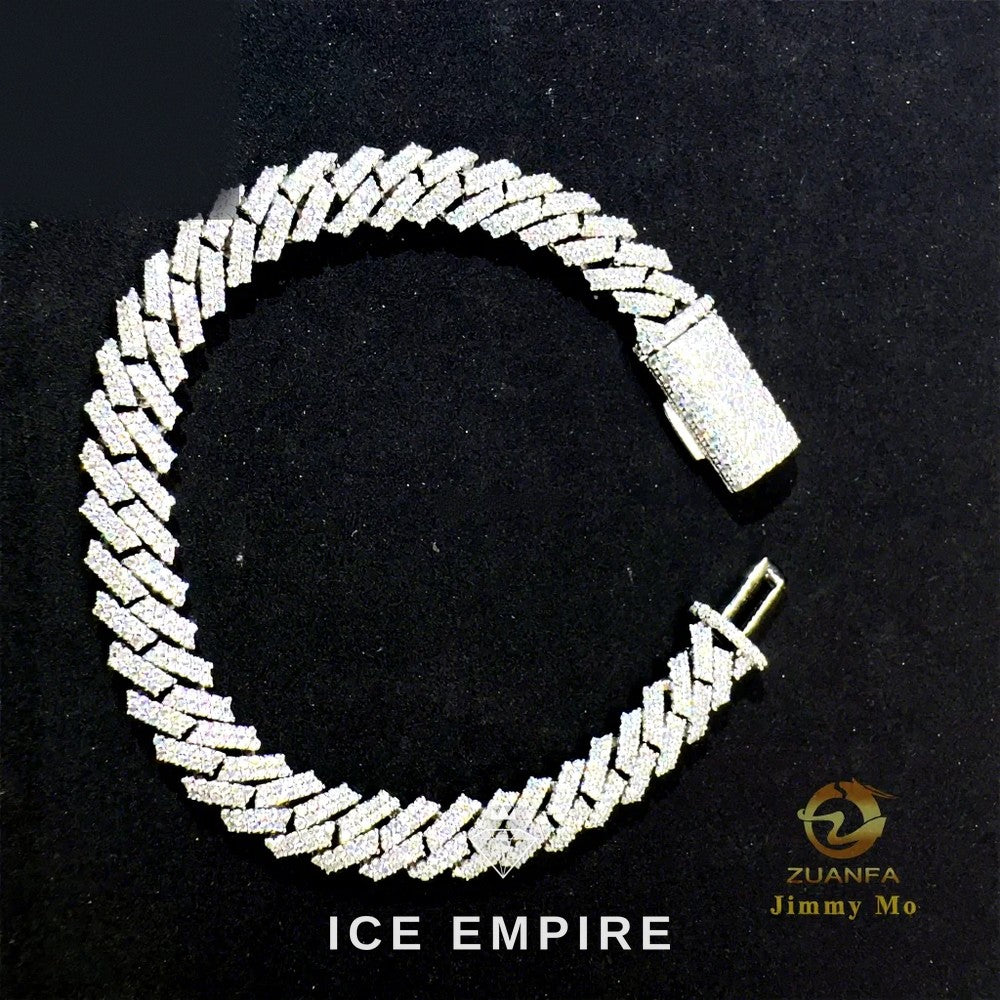 Iced Out 925 Silver Moissanite Cuban Chain