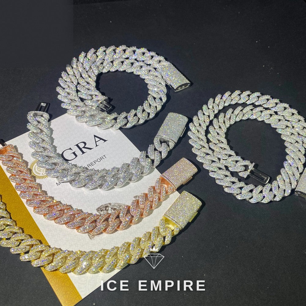 Iced Out Rose Gold Moissanite Cuban Chain