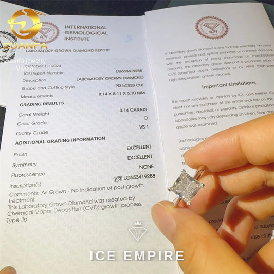 Iced Out Cluster 18K Gold Lab Grown Diamond Engagement Ring