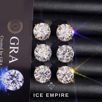 Iced Out 18K Gold Moissanite Stud Earrings