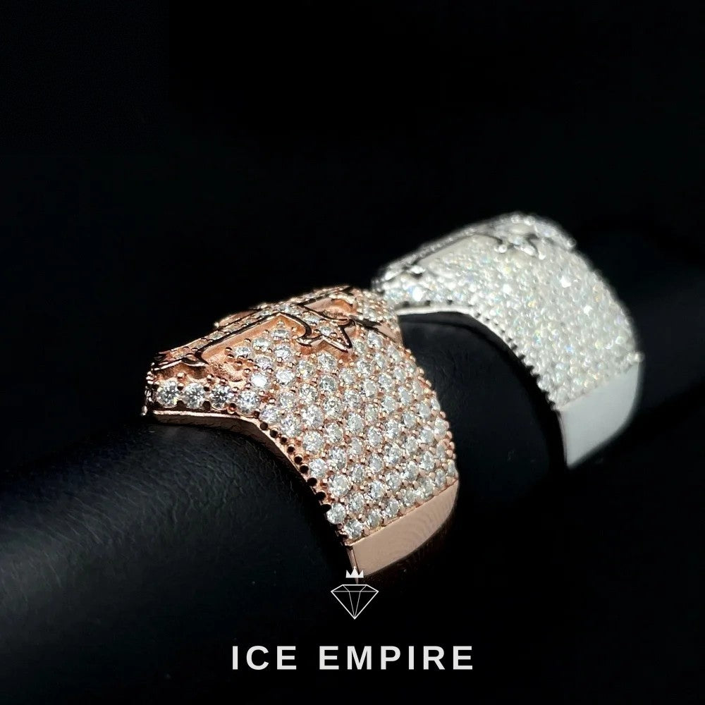 Iced Out Cross 925 Silver Moissanite Engagement Ring