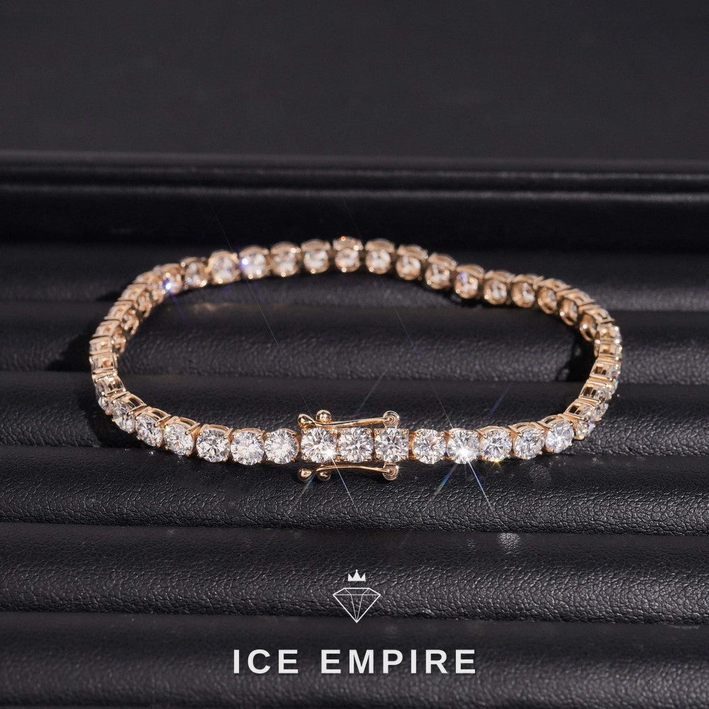 Iced Out 14K Gold Lab Grown Diamond Tennis Bracelet