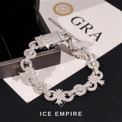 Iced Out Cross Rose Gold Plated Moissanite Bracelet