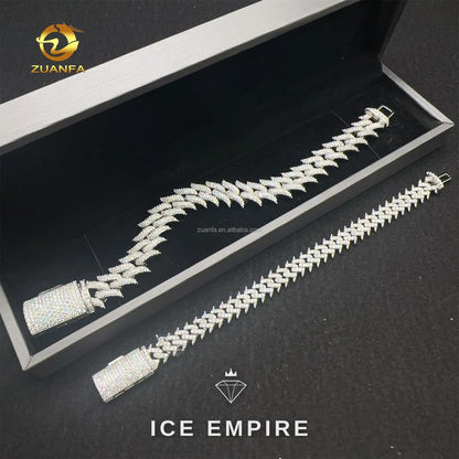 Iced Out 925 Silver Moissanite Cuban Chain