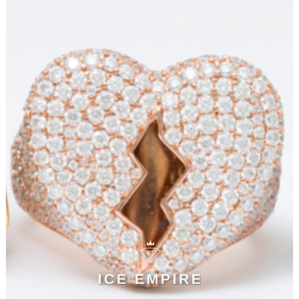 Iced Out Heart 925 Silver Moissanite Ring