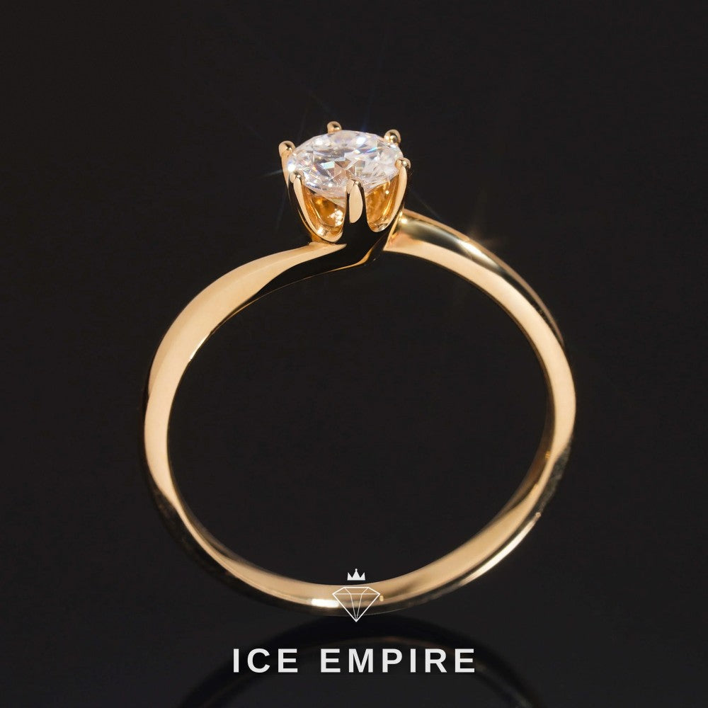 Iced Out 14K Gold Moissanite Engagement Ring