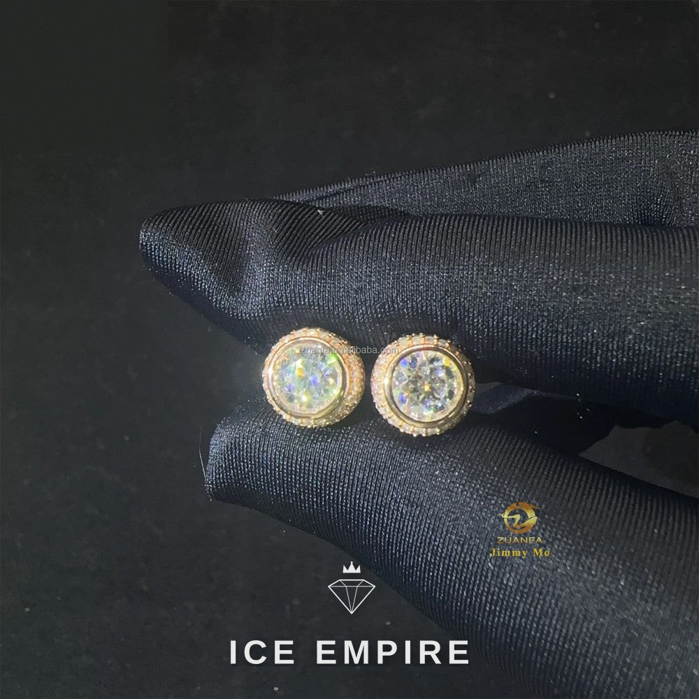 Iced Out Rose Gold Plated Moissanite Stud Earrings