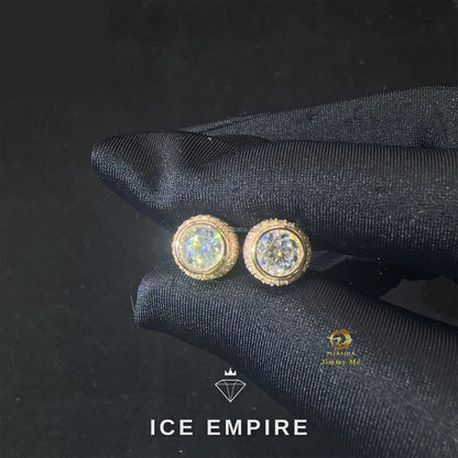 Iced Out Rose Gold Plated Moissanite Stud Earrings