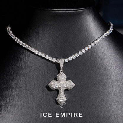 Iced Out Cross Gold Plated Lab Grown Diamond Pendant
