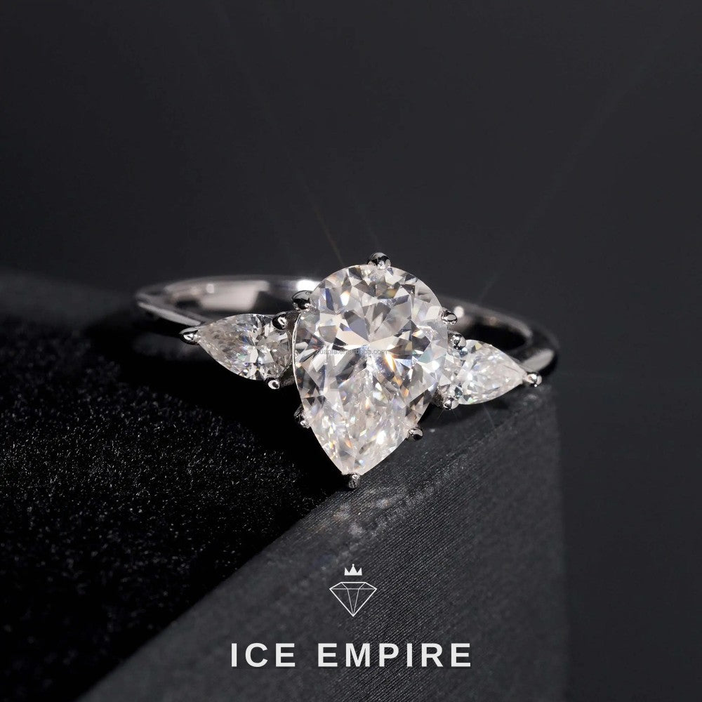 Iced Out 925 Silver Moissanite Engagement Ring