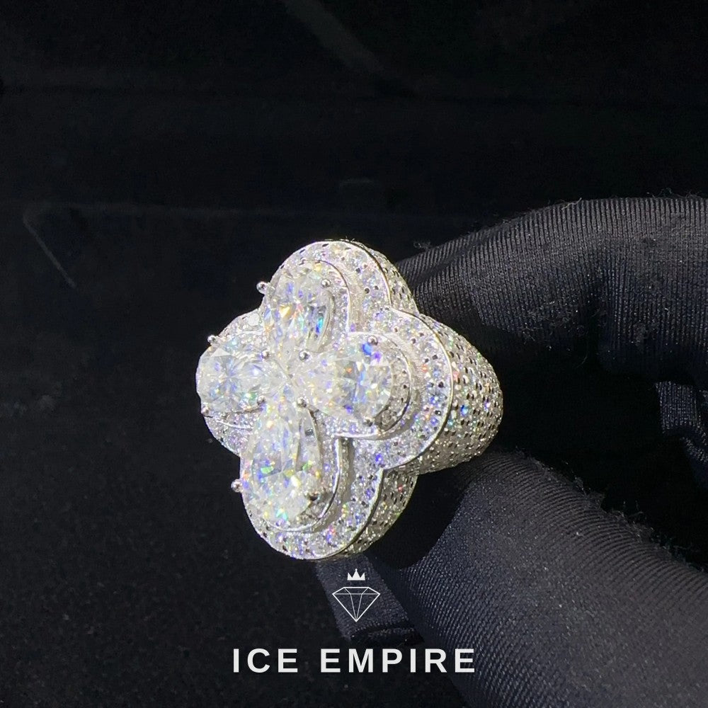 Iced Out Cross 925 Silver Moissanite Ring
