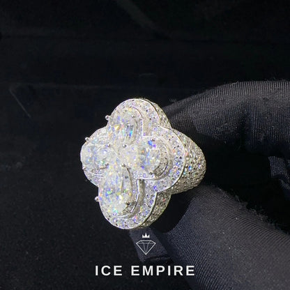 Iced Out Cross 925 Silver Moissanite Ring